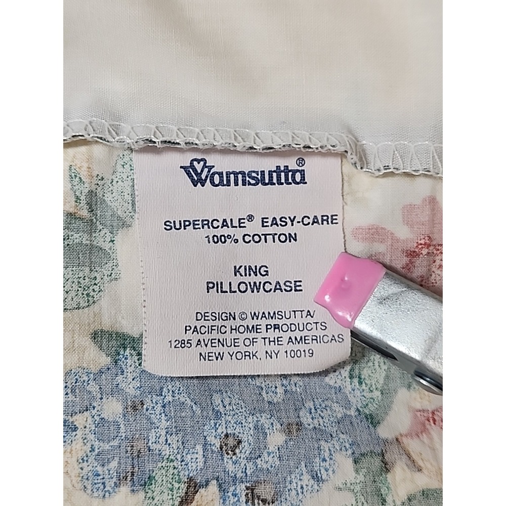 Set 2 Vintage WAMSUTTA Pillowcases King Eyelet FLORAL Supercale Yellow USA 1992 - Picture 9 of 12